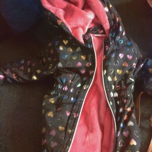 Kids Heart Pattern Raincoat with Pink Lining
